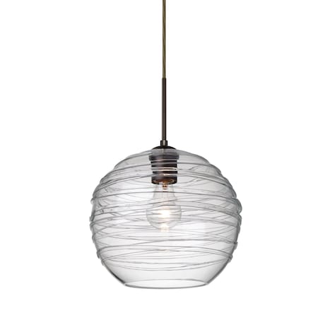 Besa Lighting Wave 10 Cord Pendant, Clear, Bronze Finish, 1x60W Incandescent 1JT-462761-BR
